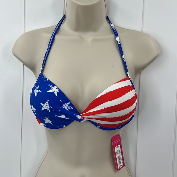 🆕NWT Red White & Blue Stars & Stripes Target Xhilaration Bikini Top Small 0-2 - Picture 10 of 10